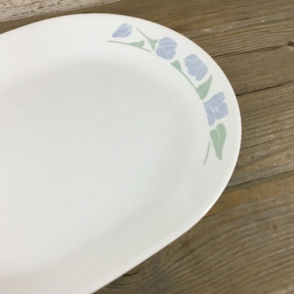 Corelle Friendship Oval Platter 12 1/4" Blue Floral Pattern - Picture 7 of 9